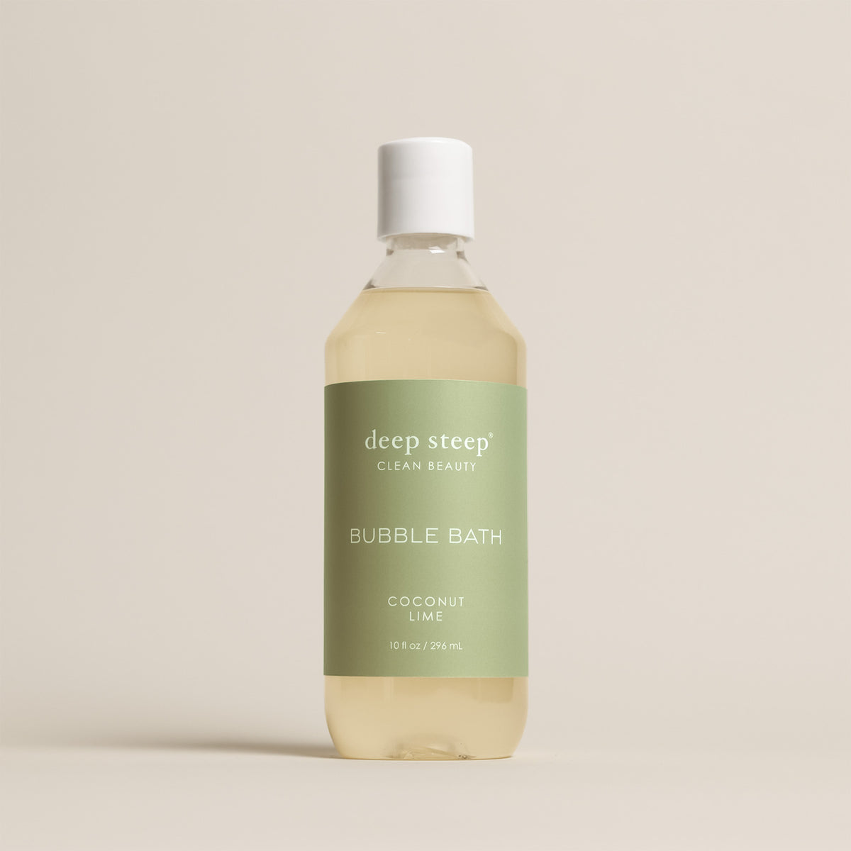 Deep Steep Coconut Lime Bubble Bath, 10 fl oz hypoallergenic bottle on a neutral background