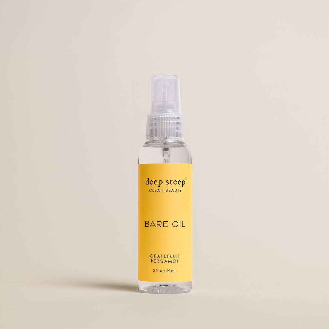 Deep Steep Grapefruit Bergamot Bare Oil, 2 fl oz spray bottle on a beige background