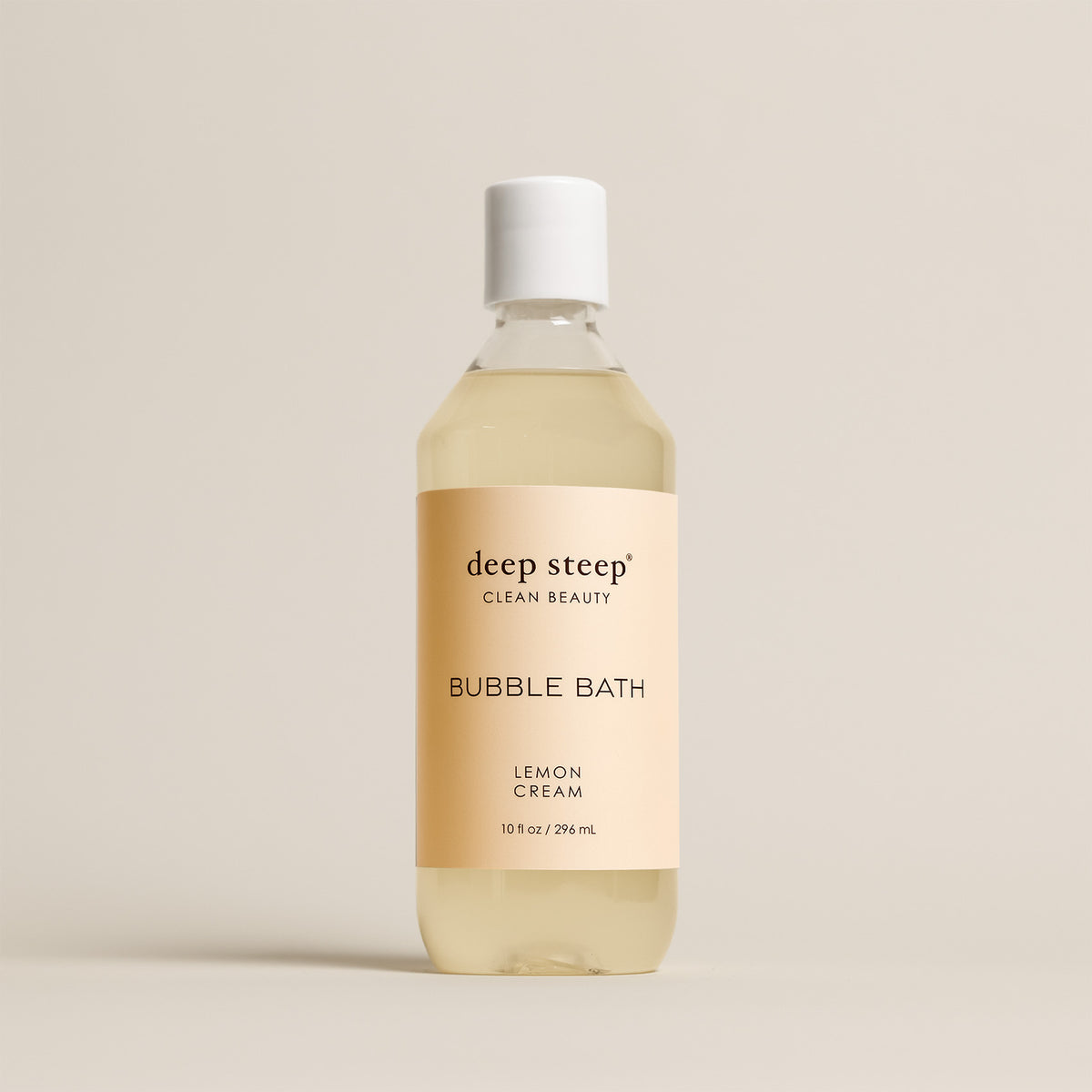 Deep Steep Lemon Cream Bubble Bath, 10 fl oz hypoallergenic bottle on a neutral background