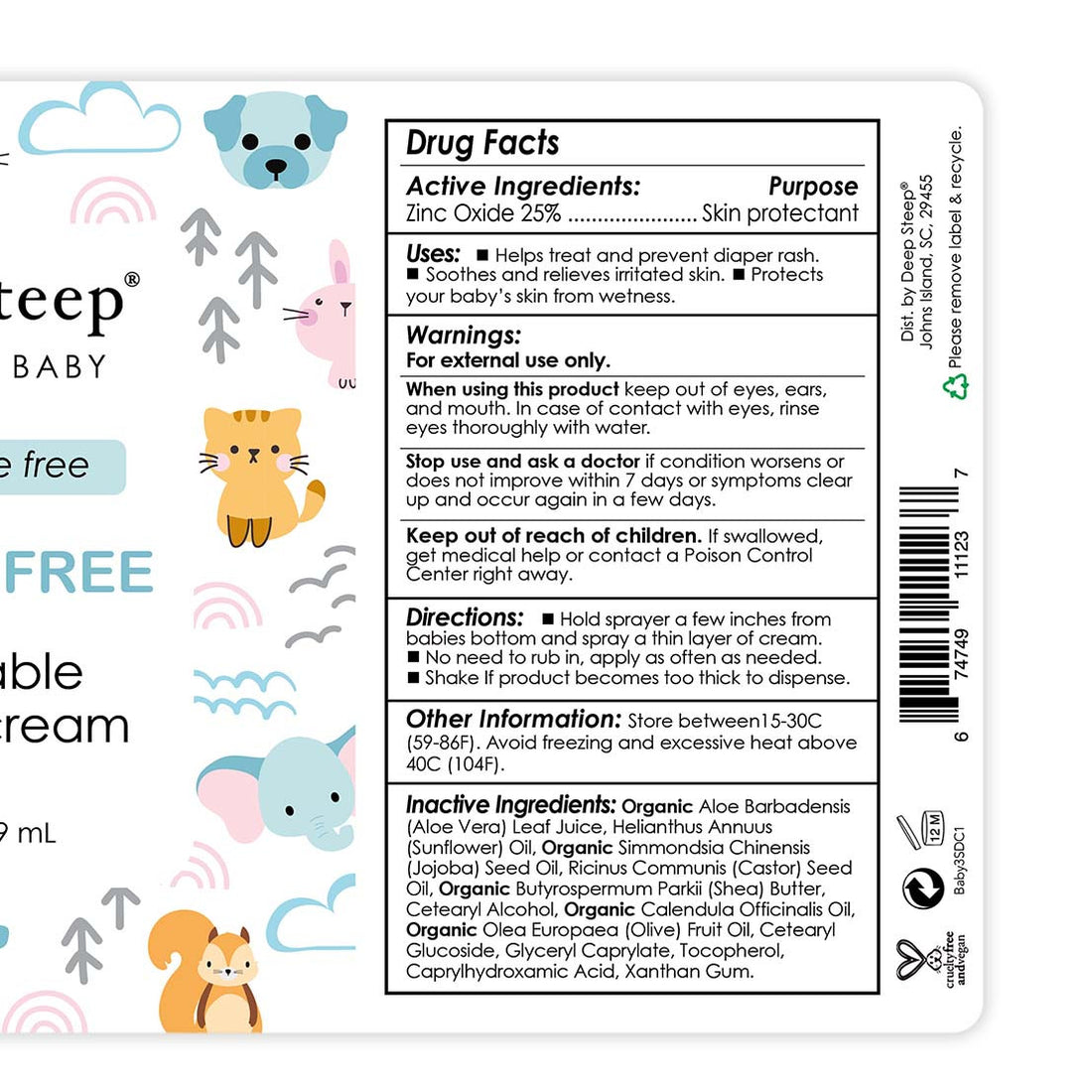 Touch Free sprayable DiaperCream label