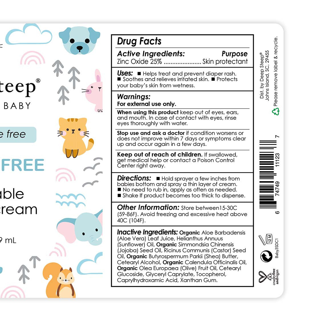 Touch Free sprayable DiaperCream label