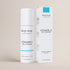 Deep Steep Clean Beauty Vitamin C Gel Cleanser white bottle and matching box featuring copaiba, raspberry, and vitamin C, displayed against a solid beige background.
