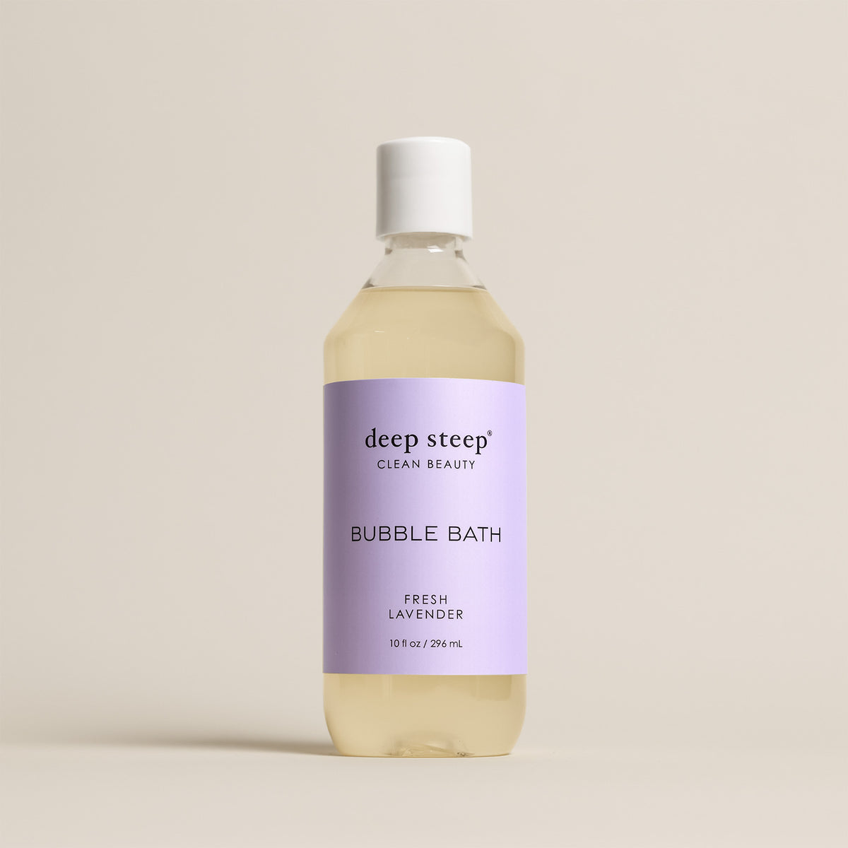 Deep Steep Fresh Lavender Bubble Bath, 10 fl oz hypoallergenic bottle on a neutral background