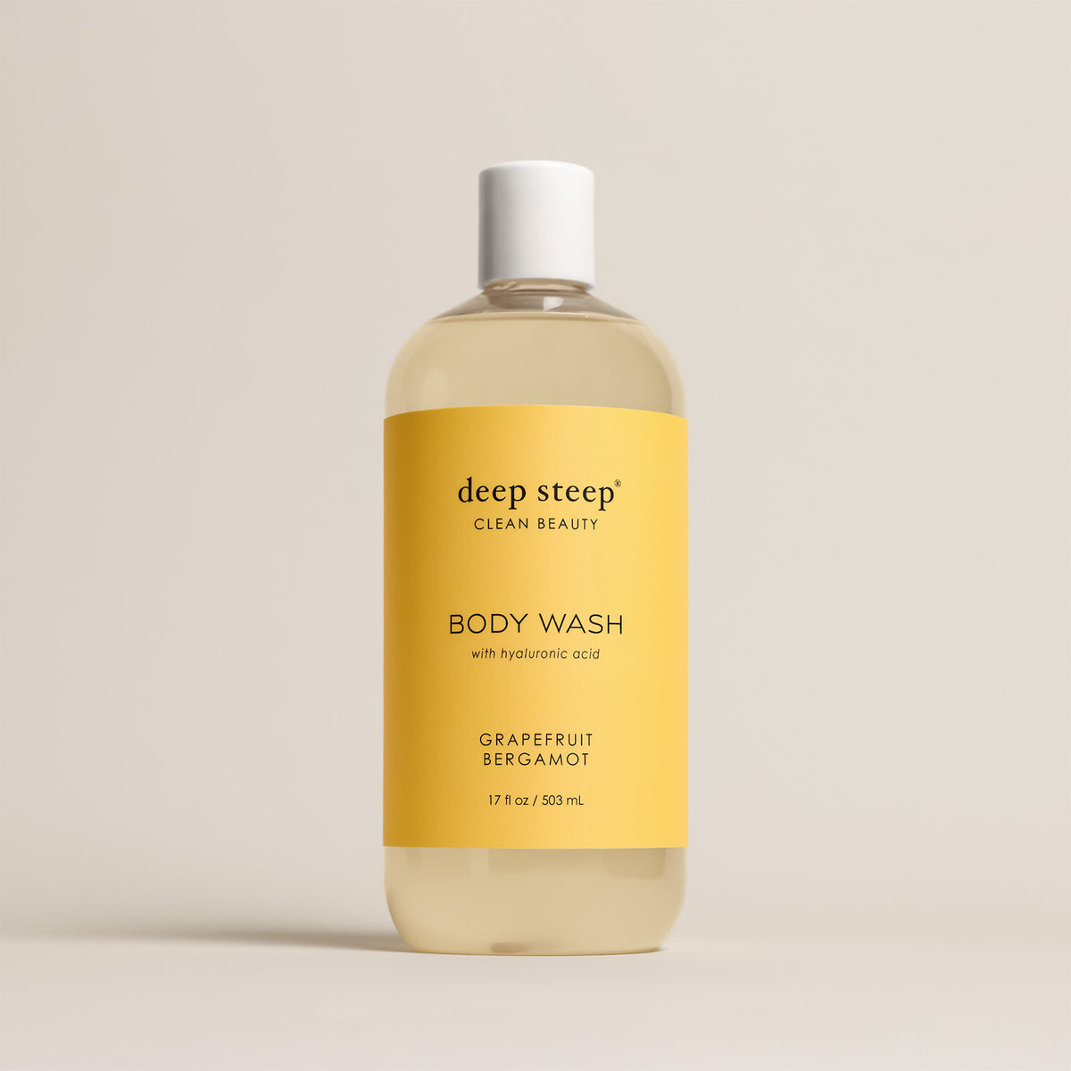Deep Steep Grapefruit Bergamot Body Wash, 17 fl oz bottle, featuring hyaluronic acid