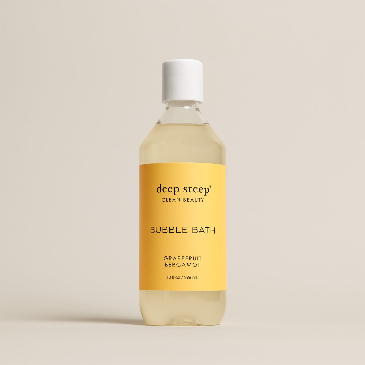 Deep Steep Grapefruit Bergamot Bubble Bath, 10 fl oz hypoallergenic bottle on a neutral background
