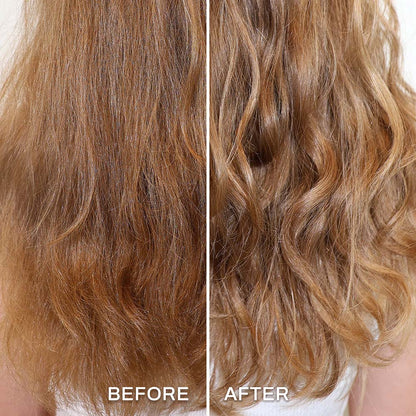 Before and after comparison of wavy hair