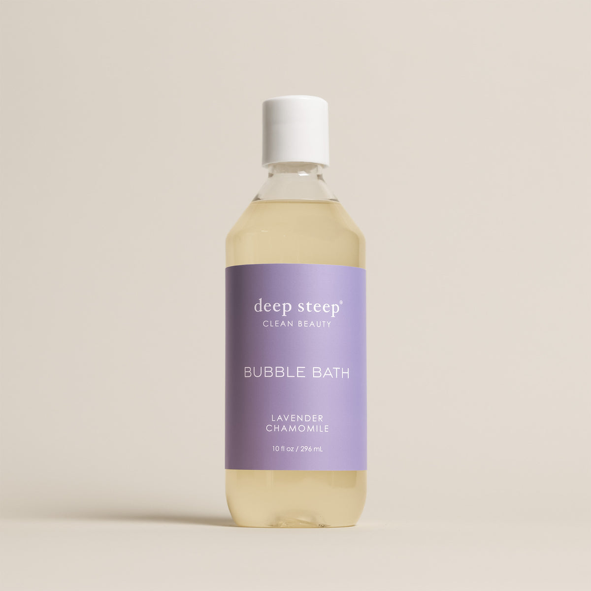 Deep Steep Lavender Chamomile Bubble Bath, 10 fl oz hypoallergenic bottle on a neutral background