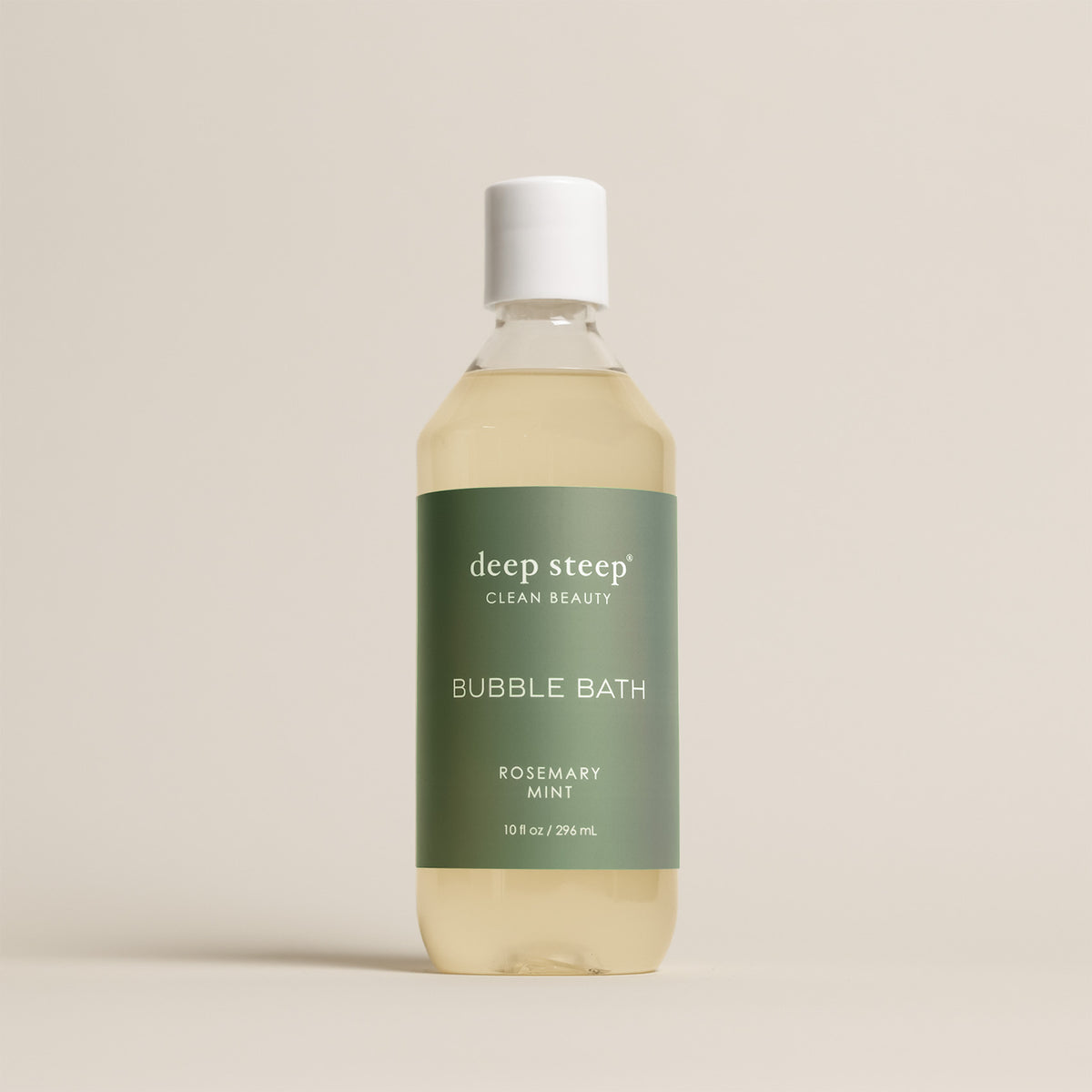Deep Steep Rosemary Mint Bubble Bath, 10 fl oz hypoallergenic bottle on a neutral background