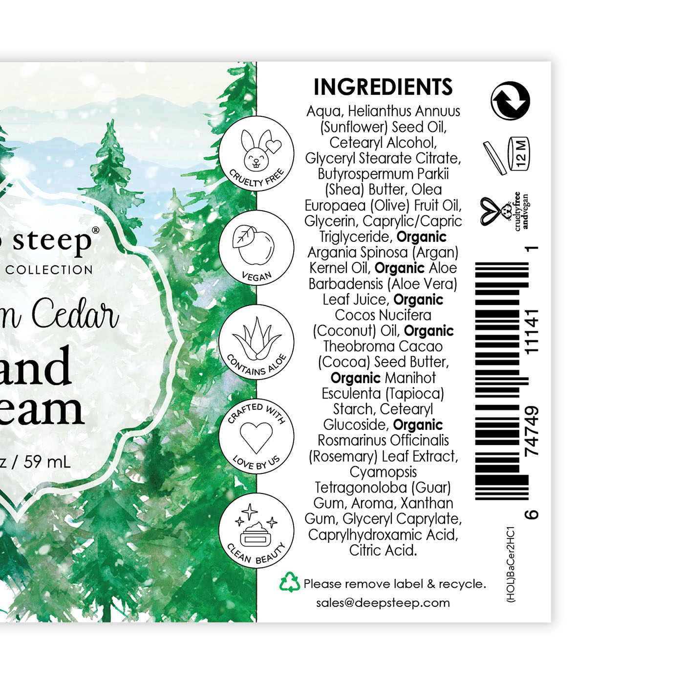 Holiday Hand Cream - Balsam Cedar