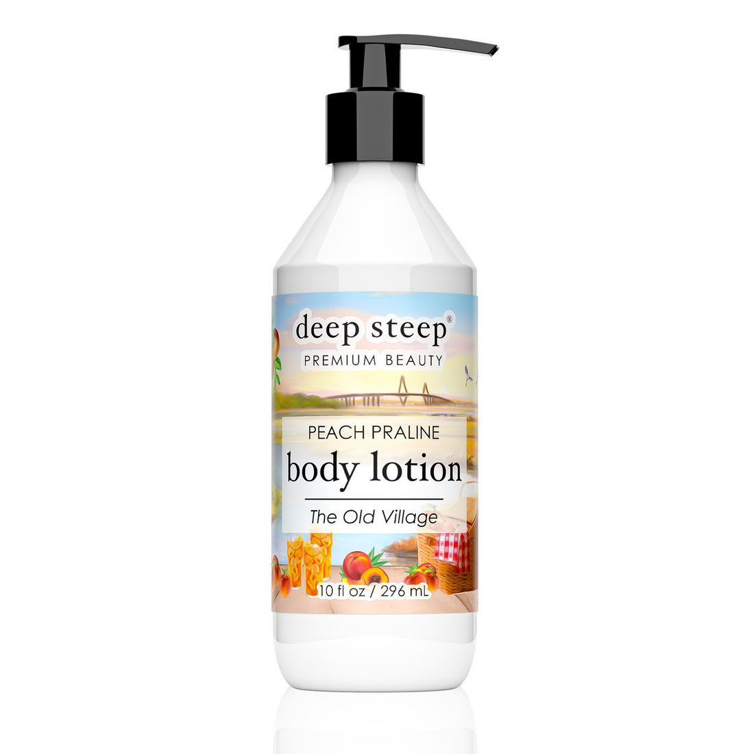 10oz Body Lotion - Peach Praline (The Old Village) - Front