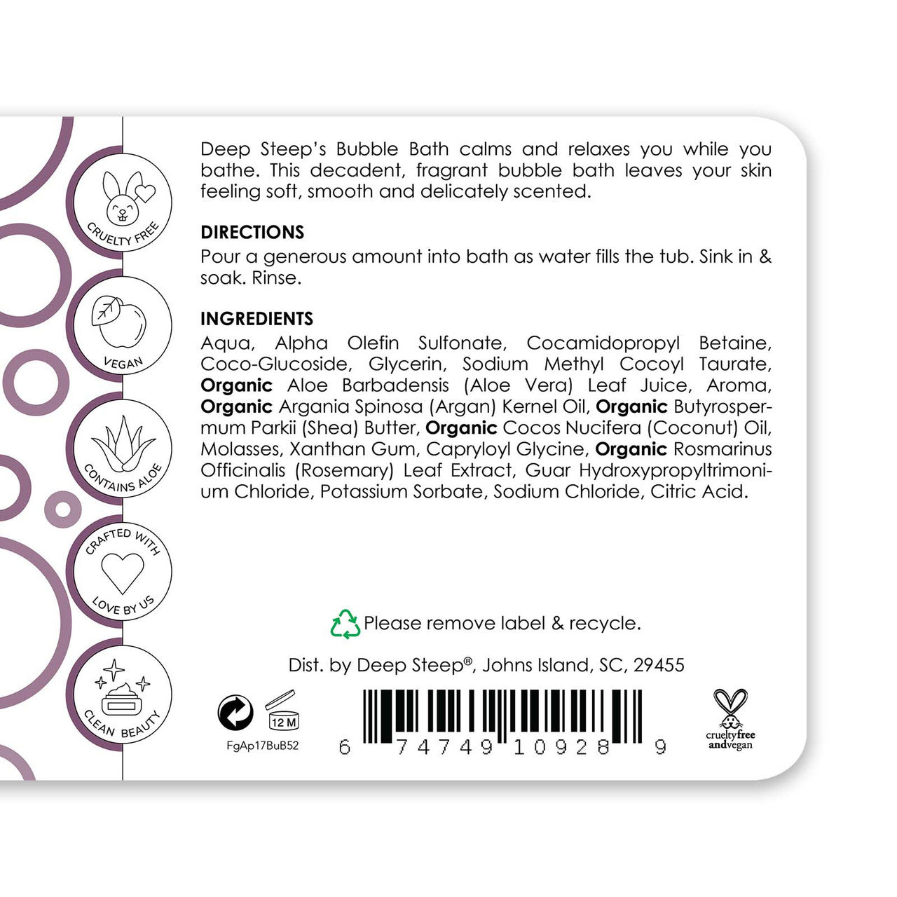 Bubble Bath Fig Apricot 17oz - Back