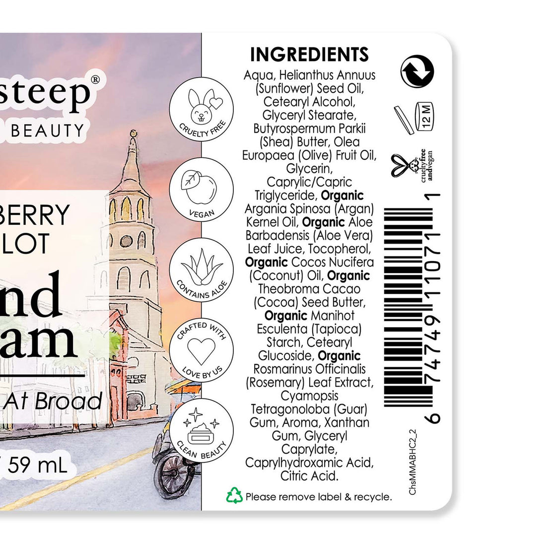 Raspberry Merlot (Meet Me At Broad) Hand Cream - 2oz - Back