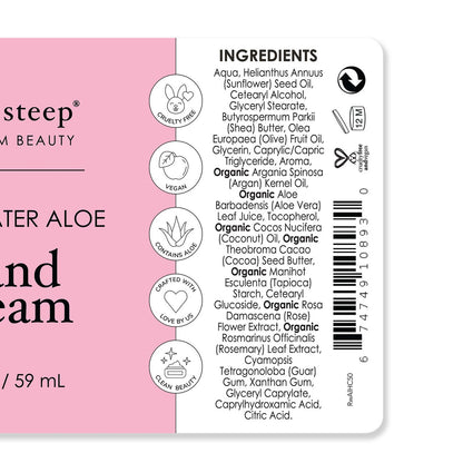 Hand Cream Rosewater + Aloe 2oz - Back