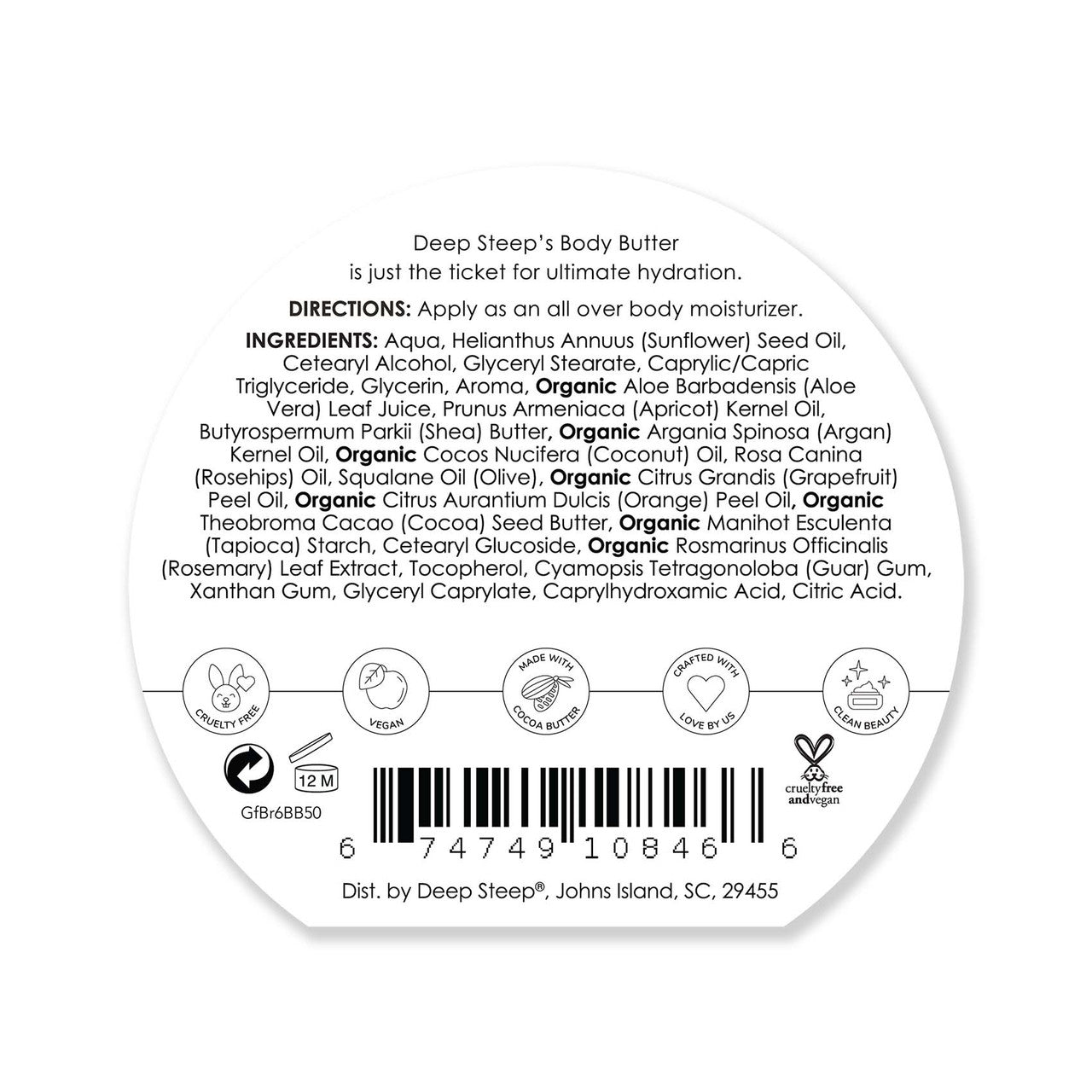 Body Butter Grapefruit Bergamot 6oz - Back