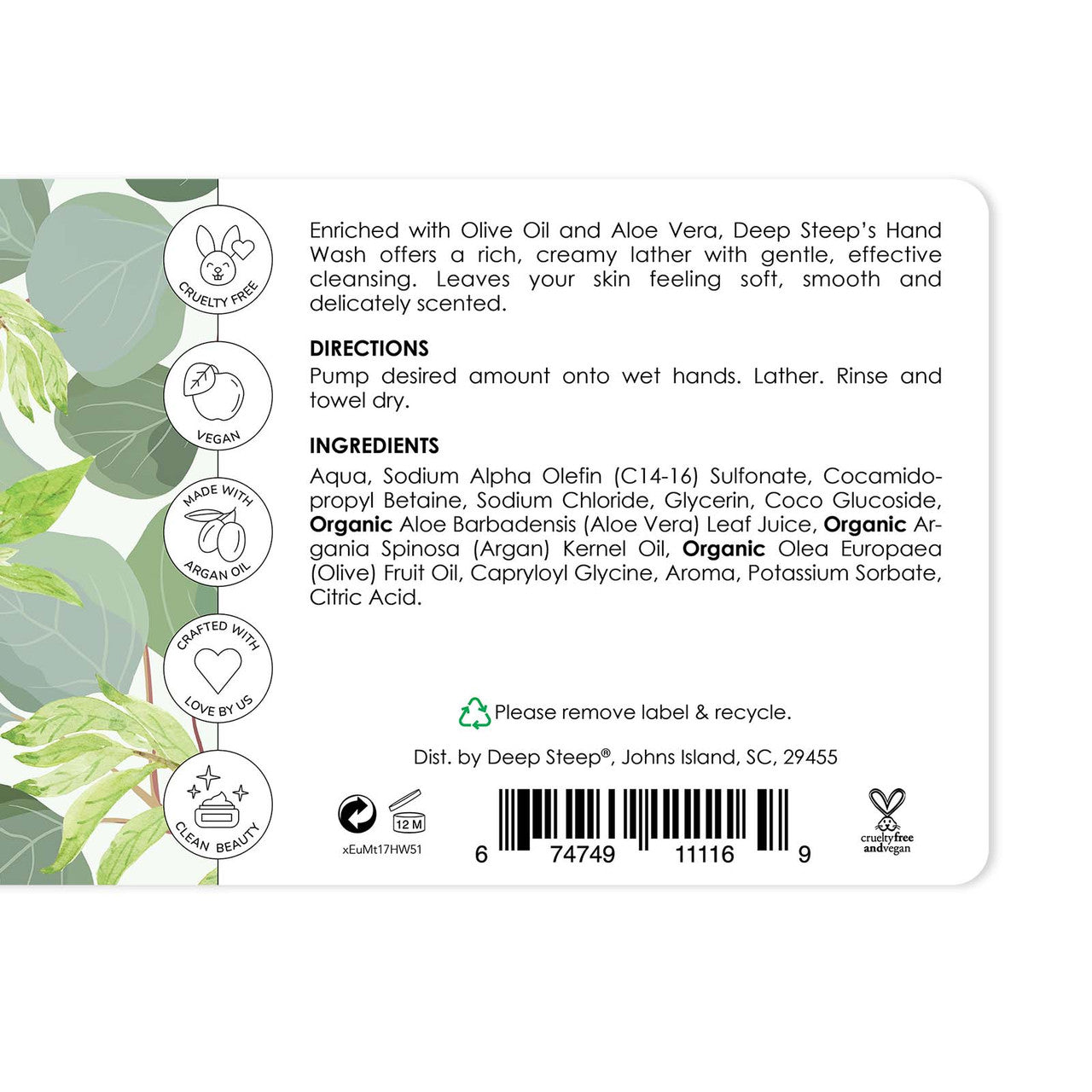Liquid Hand Wash Eucalyptus Mint 17.6oz - Back