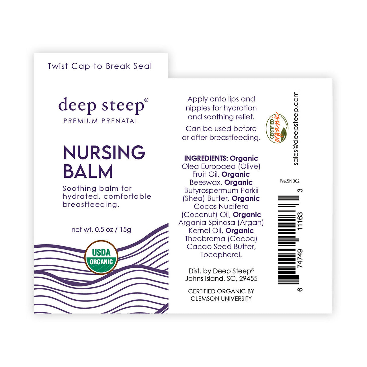 Prenatal - 0.5 Nursing Balm - USDA Organic - Back