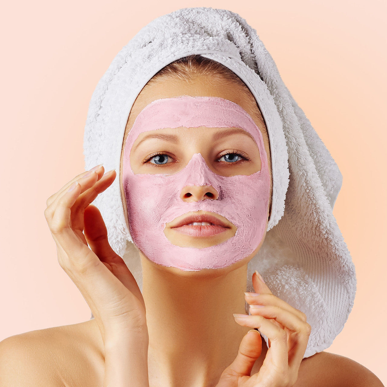 Woman wearing deep steep vegan collagen boosting mask